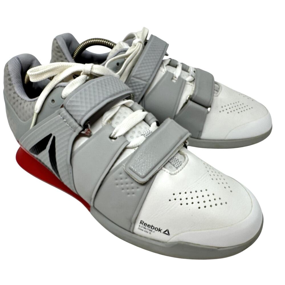 Reebok Legacy Lifter Weightlifting Shoes White Grey Red Men's US 10 EU 43 CN1000